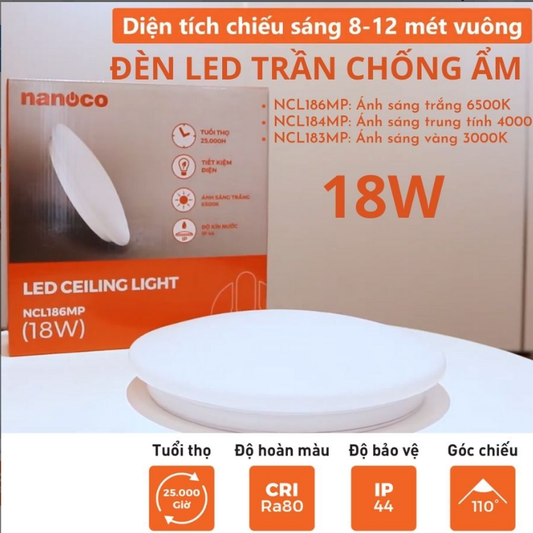 Đèn trần chống ẩm (Thân đèn nhựa PC)