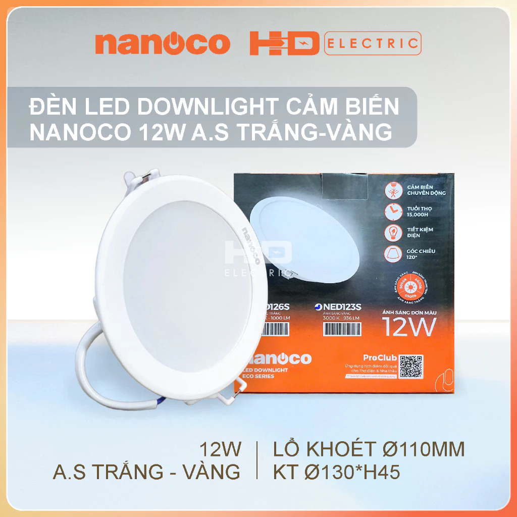 Đèn downlight ECO series cảm biến NED