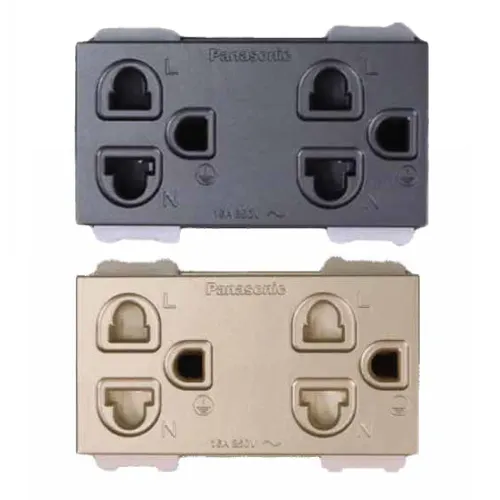 Ổ cắm đôi có màn che và dây nối đất Panasonic Halumie