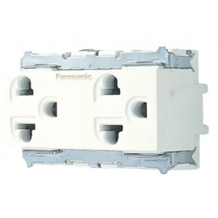 Ổ cắm đôi 3 chấu có màn che và dây nối đất dòng Full Color Panasonic WNG159237W