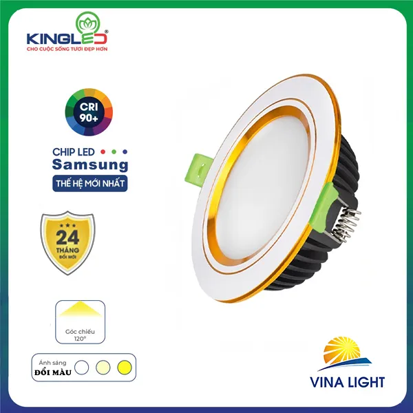 Đèn LED Âm Trần Diamond Đổi Màu Mặt Viền DDL-10SS-T120-DM